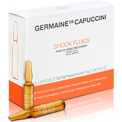 GERMAINE de CAPUCCINI Shock Fluids PHOTO-AGED RECOVERY - Ампулы для лица восстановление и борьба с фотостарением, 10*1,5 мл.